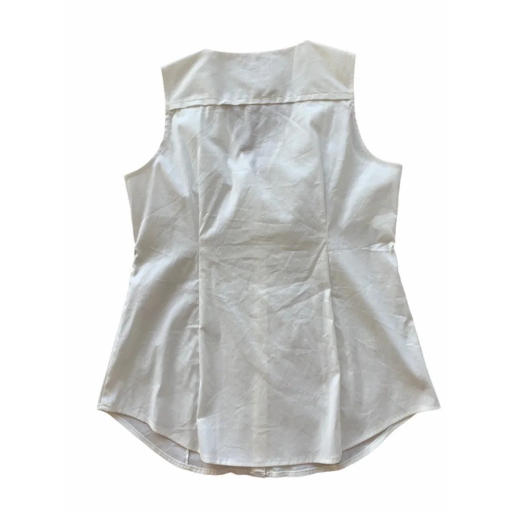 Ann Taylor Sleeveless Pleated Button Down White - Picture 2 of 8